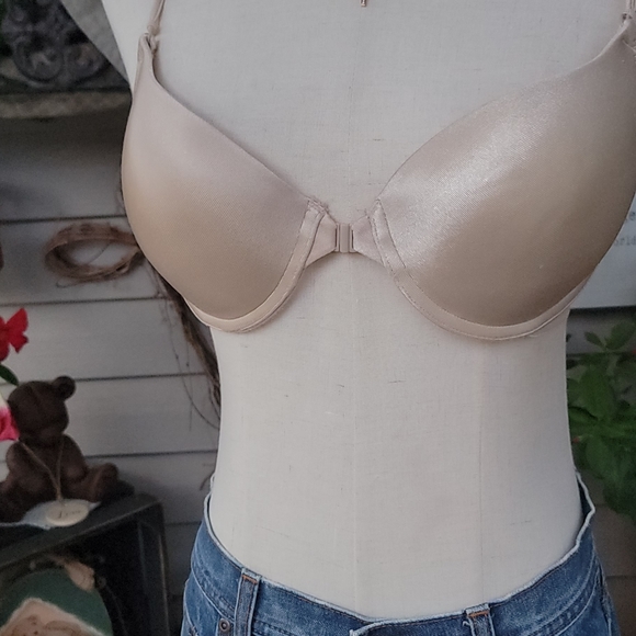SECRET TREASURES ♡ Sweet Frosted Taupe Thick Padded Front Clasp Push Up Bra 34C - Picture 13 of 17